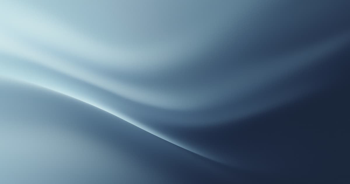 Plynoucí abstraktní mist gradient v tlumené ocelově modré a tmavých tónech symbolizující přechod od tradičního vyhledávání k AI-řízenému e-commerce discovery