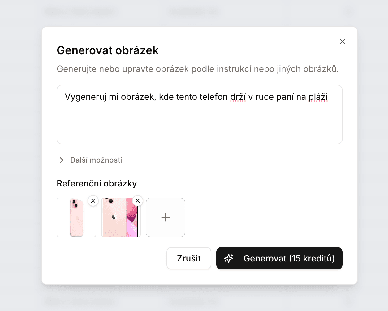 Max mode agent procházející galerii a generovaná lifestyle fotka